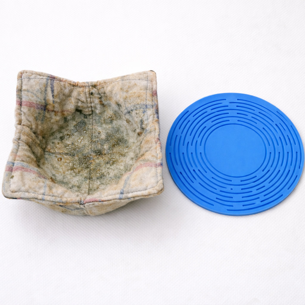 KUBOZN® 2-in-1 Zero-Void™ Silicone Mesh Bag & Heat-Resistant Trivet Mat for Hot Bowls