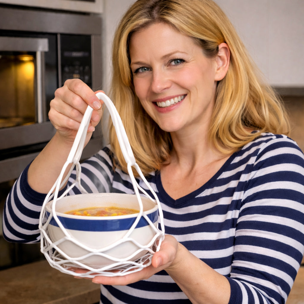 KUBOZN® 2-in-1 Zero-Void™ Silicone Mesh Bag & Heat-Resistant Trivet Mat for Hot Bowls