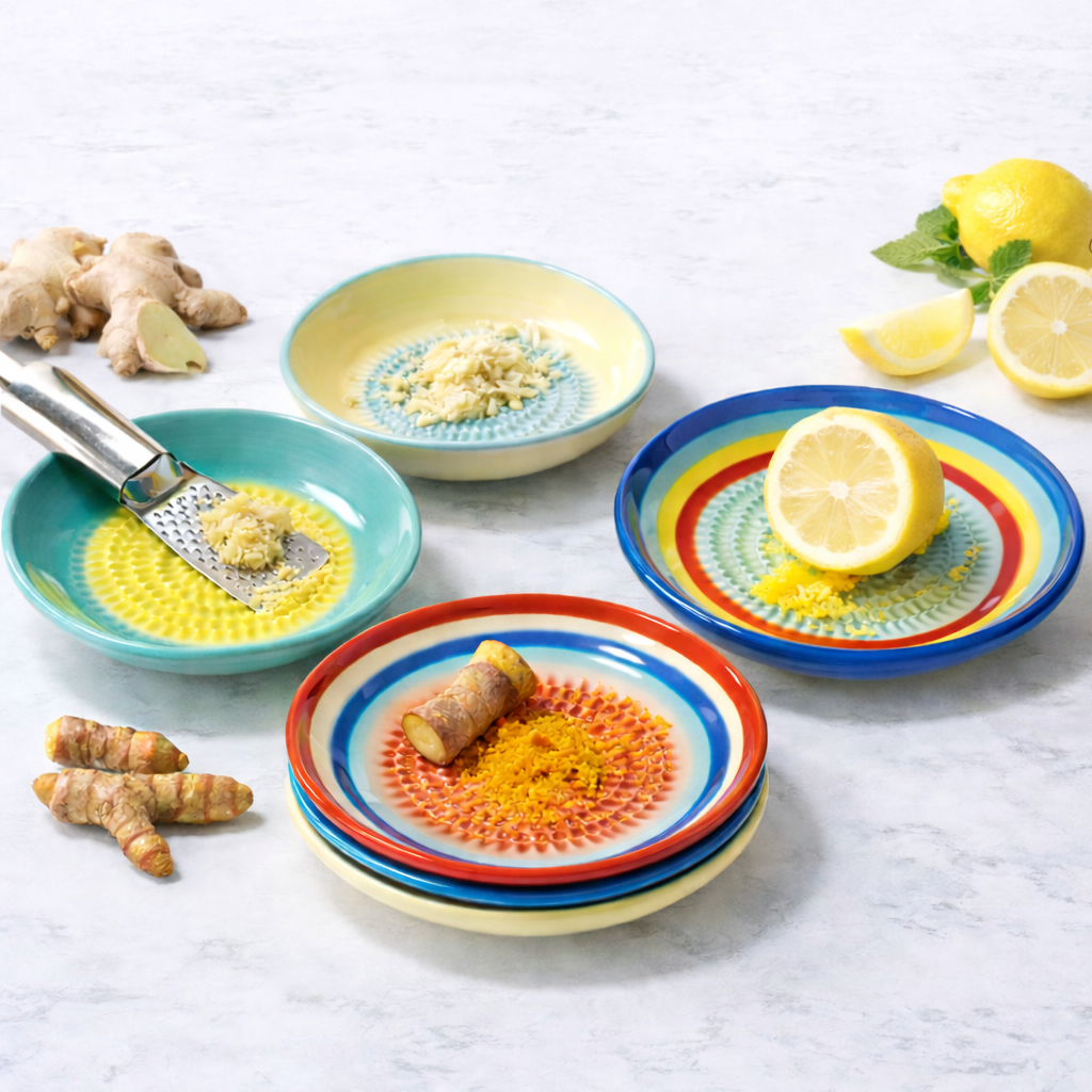 KUBOZN® Handmade Ceramic Ginger & Garlic Grater – Fine Grinder for Fruits, Spices & Fresh Flavor