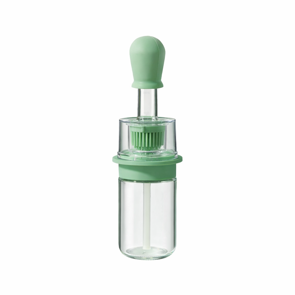 KUBOZN® 2-in-1 Glass Oil Bottle with Integrated Brush — The Precision Squeeze-to-Baste Solution for Fresh-Separated, Mess-Free Cooking