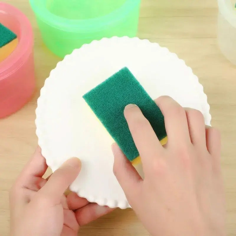 KUBOZN® Premium Dish Soap Dispenser – One-Hand Press, Refillable & Mess-Free + Free Sponge Included